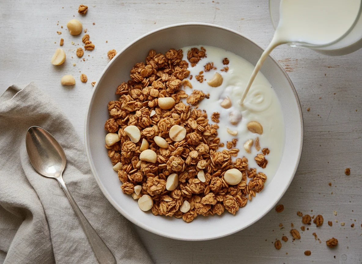 Granola with Milk and Macadamia Nuts photo