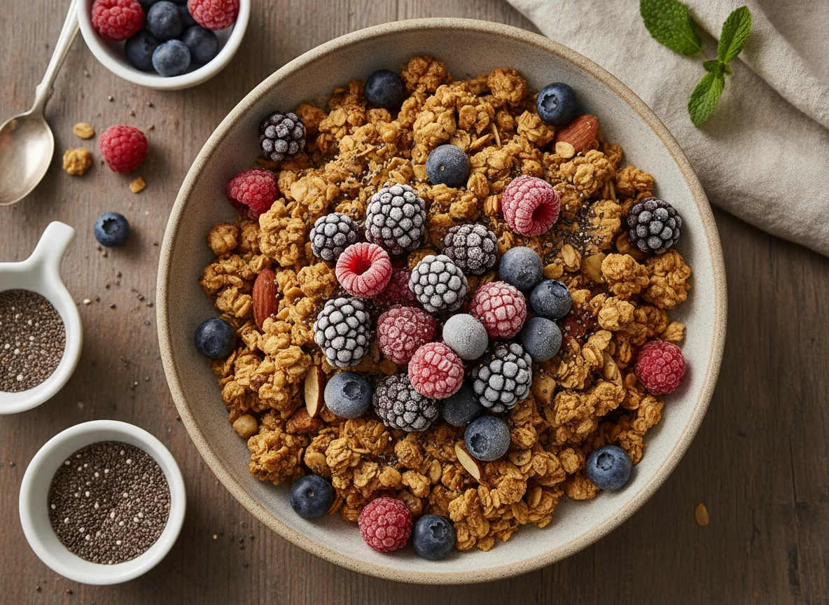Granola with Mixed Berries and Chia Seeds photo