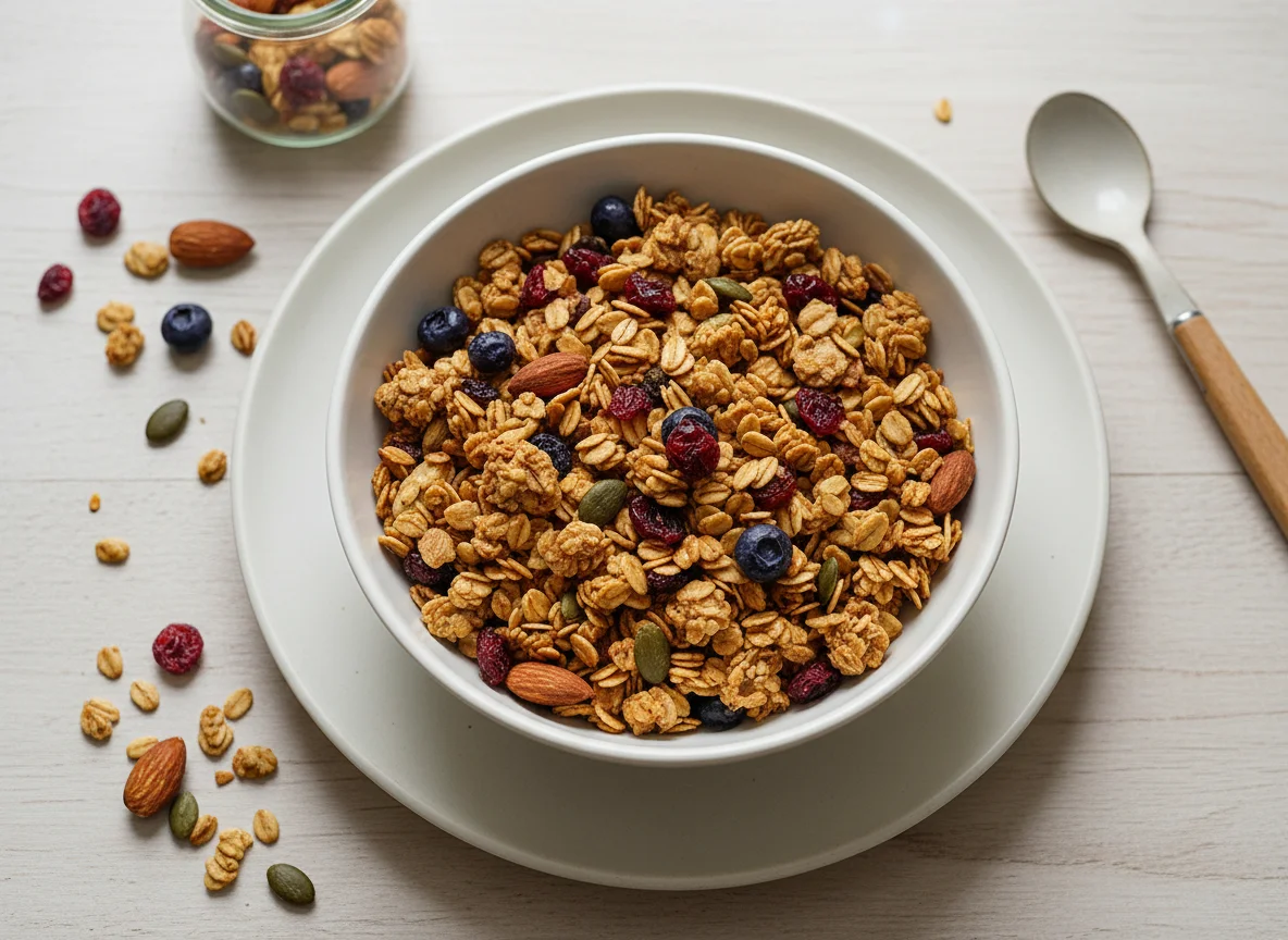 Granola with Nuts, Seeds, and Dried Fruit photo