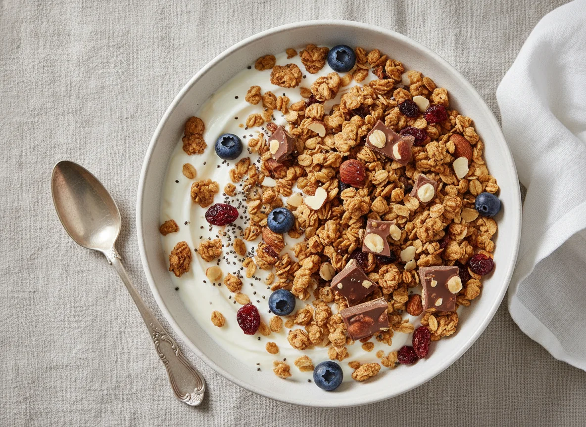 Granola with Yogurt and Chocolate photo