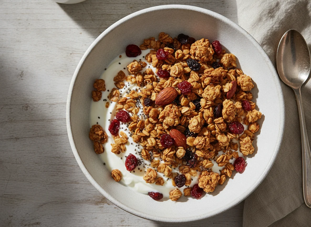 Granola with Yogurt and Dried Fruit photo