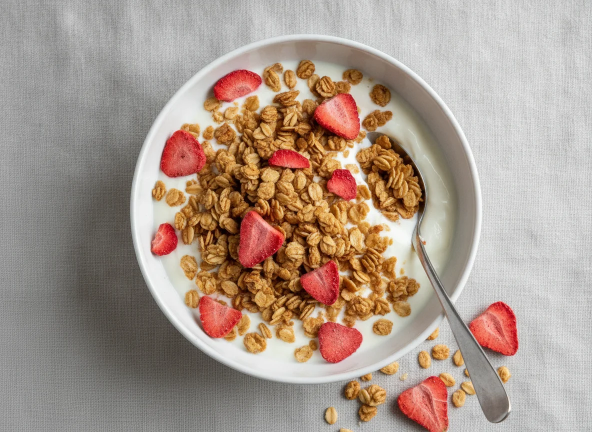 Granola with Yogurt and Dried Strawberries photo