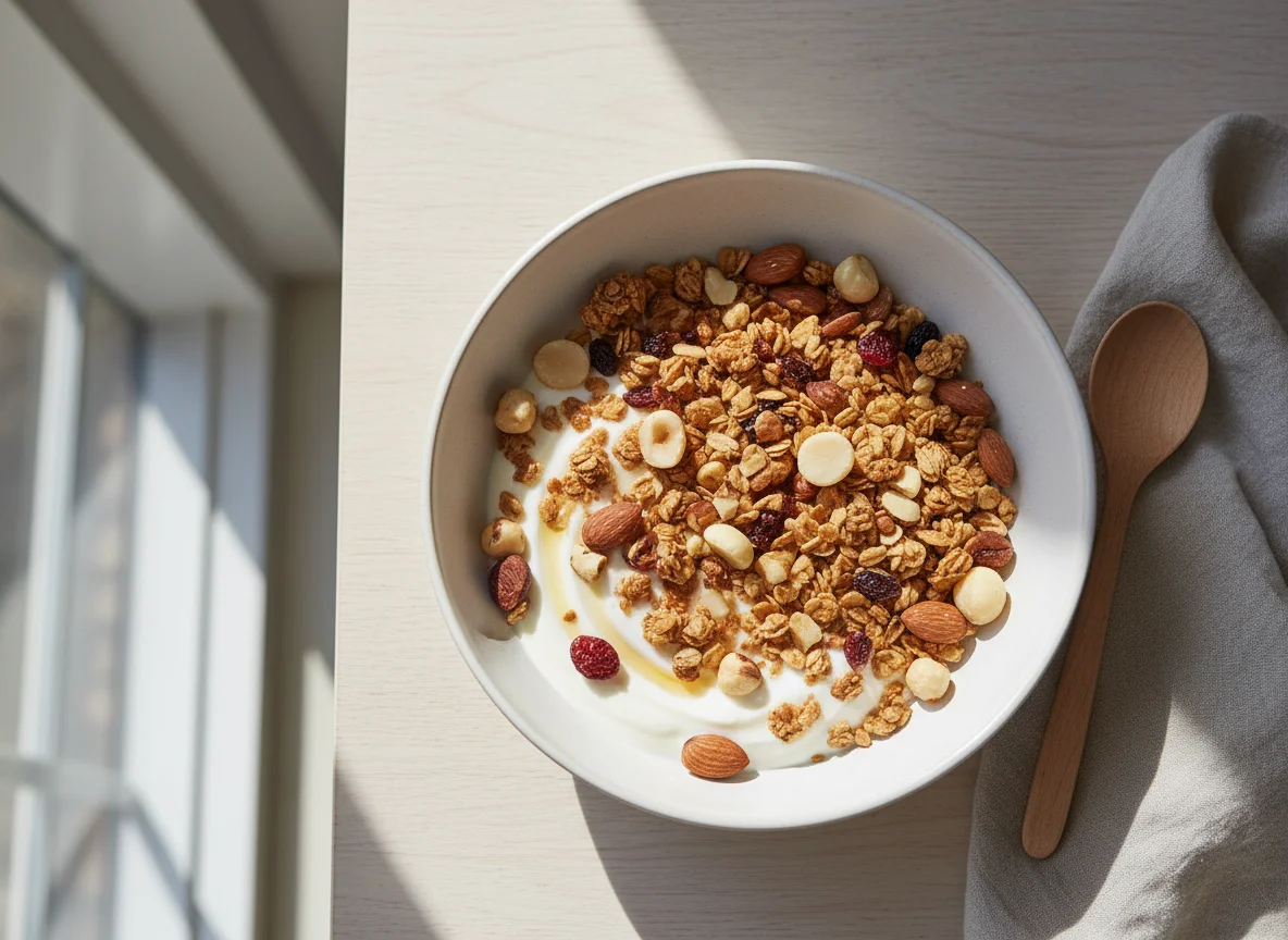 Granola with Yogurt and Nuts photo