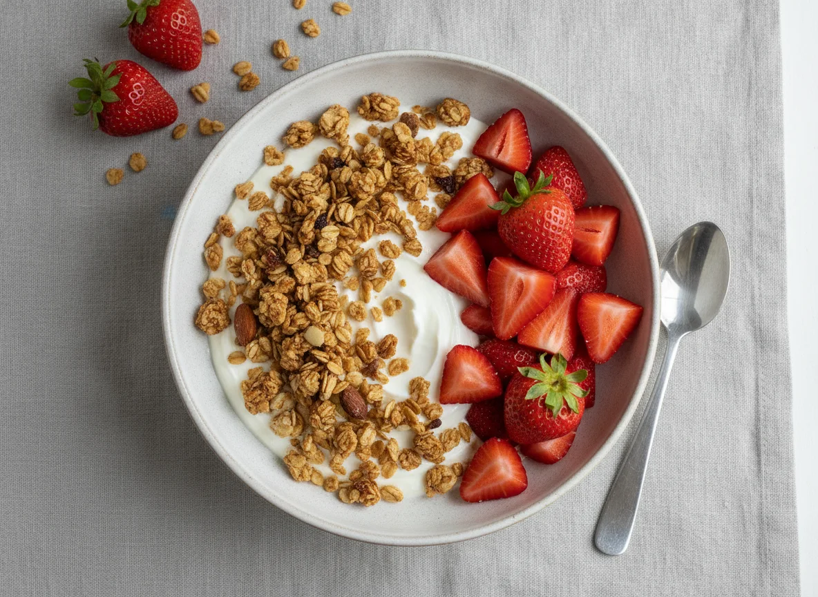 Granola with Yogurt and Strawberries photo