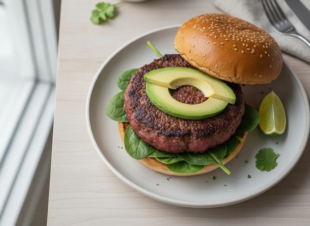 Grass fed burger photo
