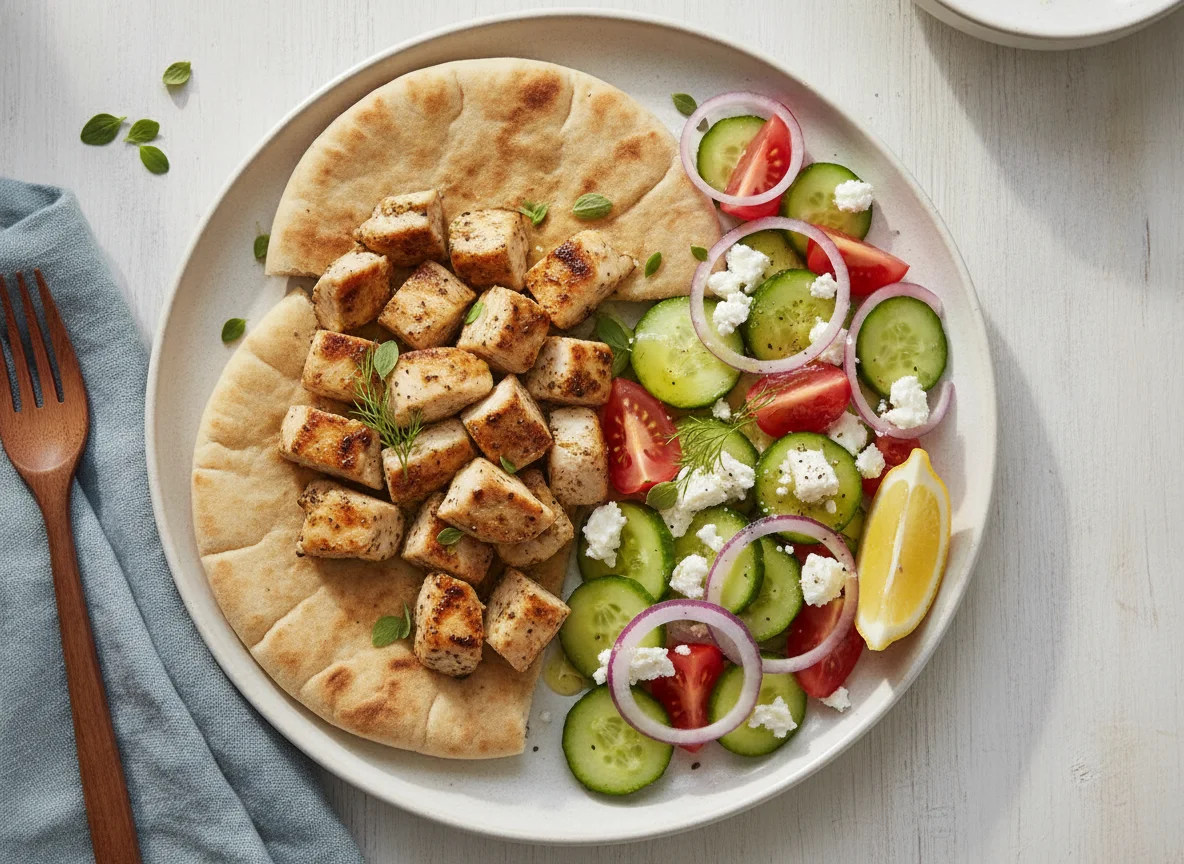 Greek Chicken Pita with Salad photo