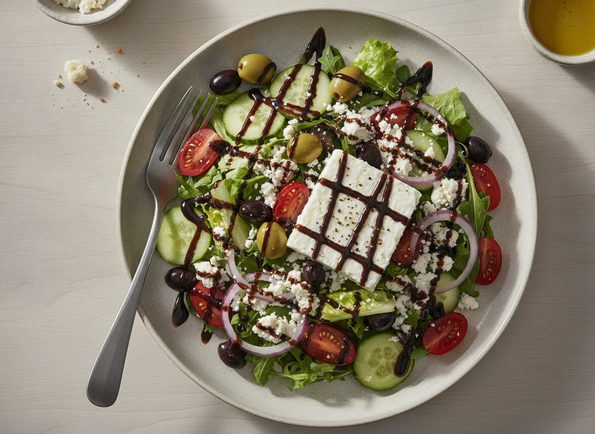Greek Salad with Balsamic Glaze photo