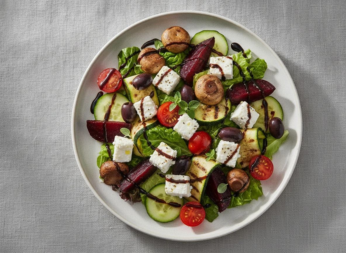 Greek Salad with Beetroot and Roasted Vegetables photo