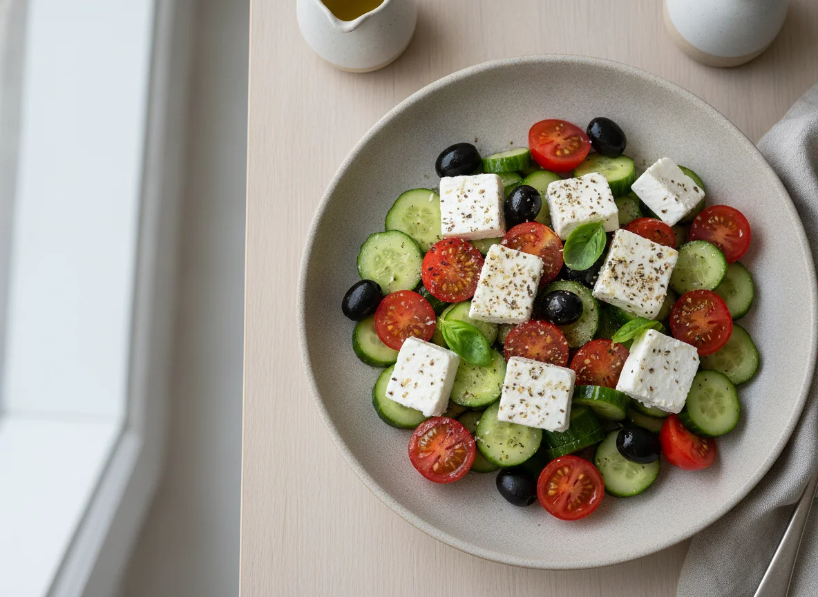 Greek Salad with Feta and Olives photo