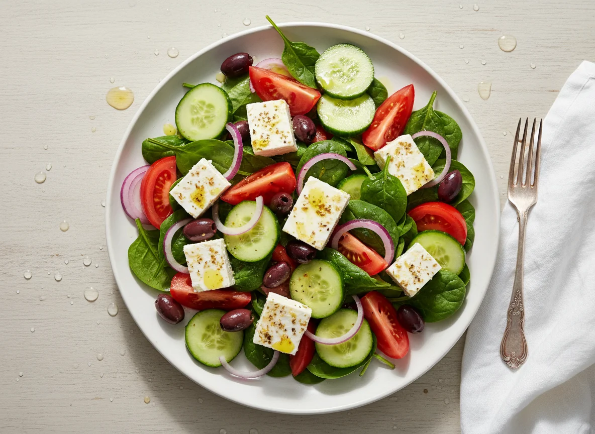 Greek Salad with Spinach photo