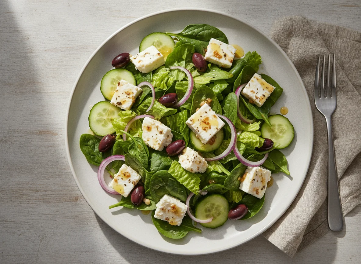 Greek Salad with Spinach and Romaine photo
