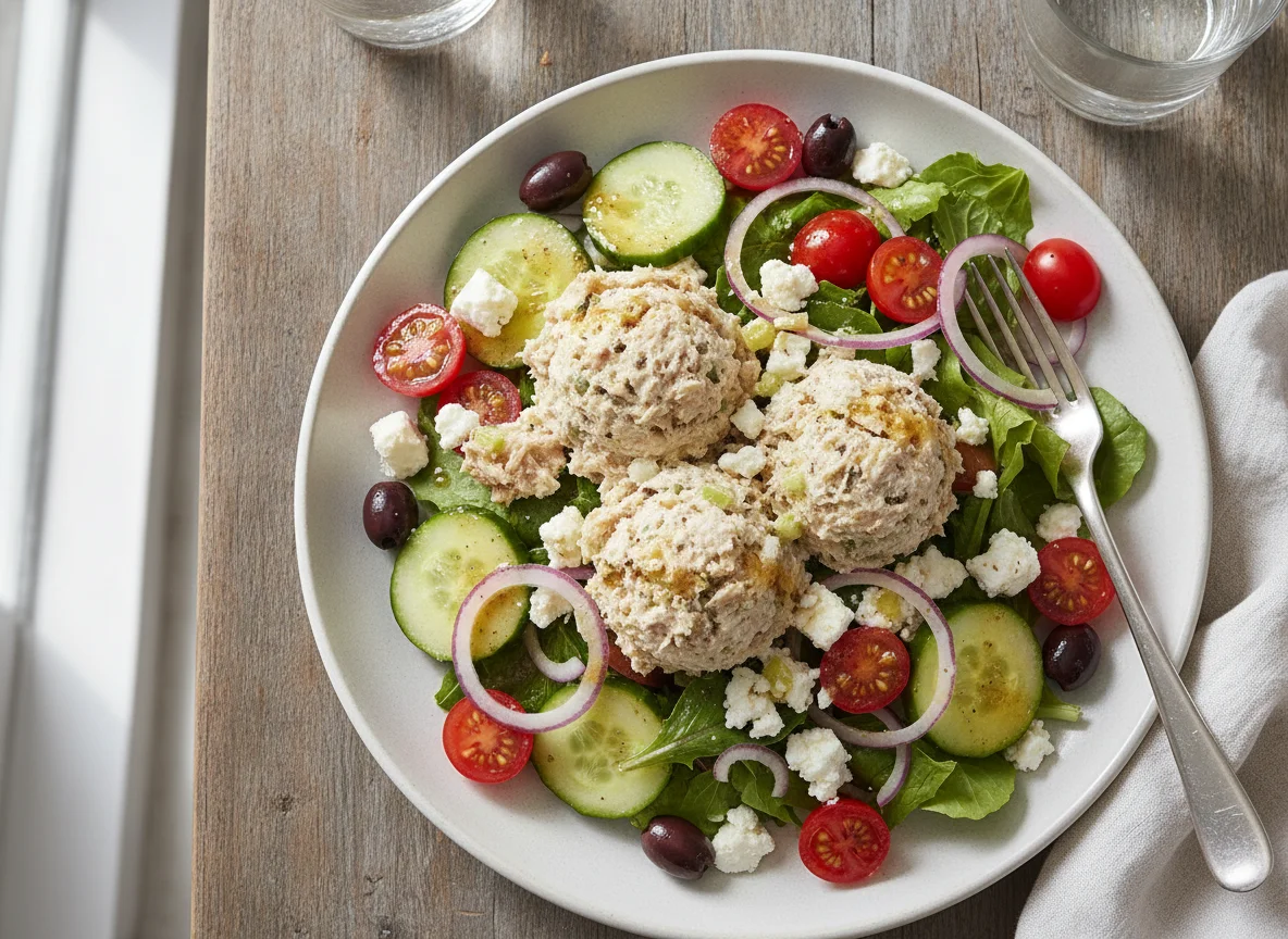 Greek Salad with Tuna Salad photo