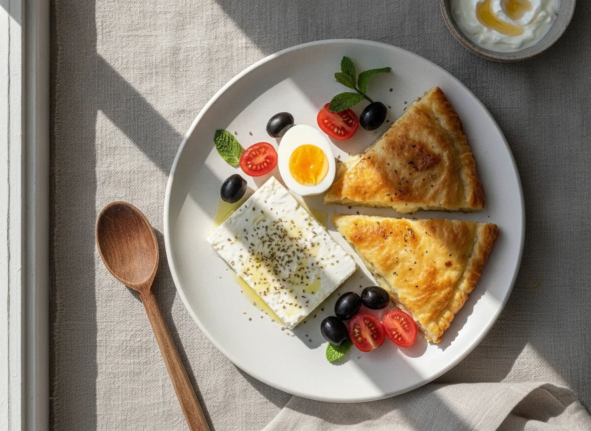 Greek style breakfast plate photo