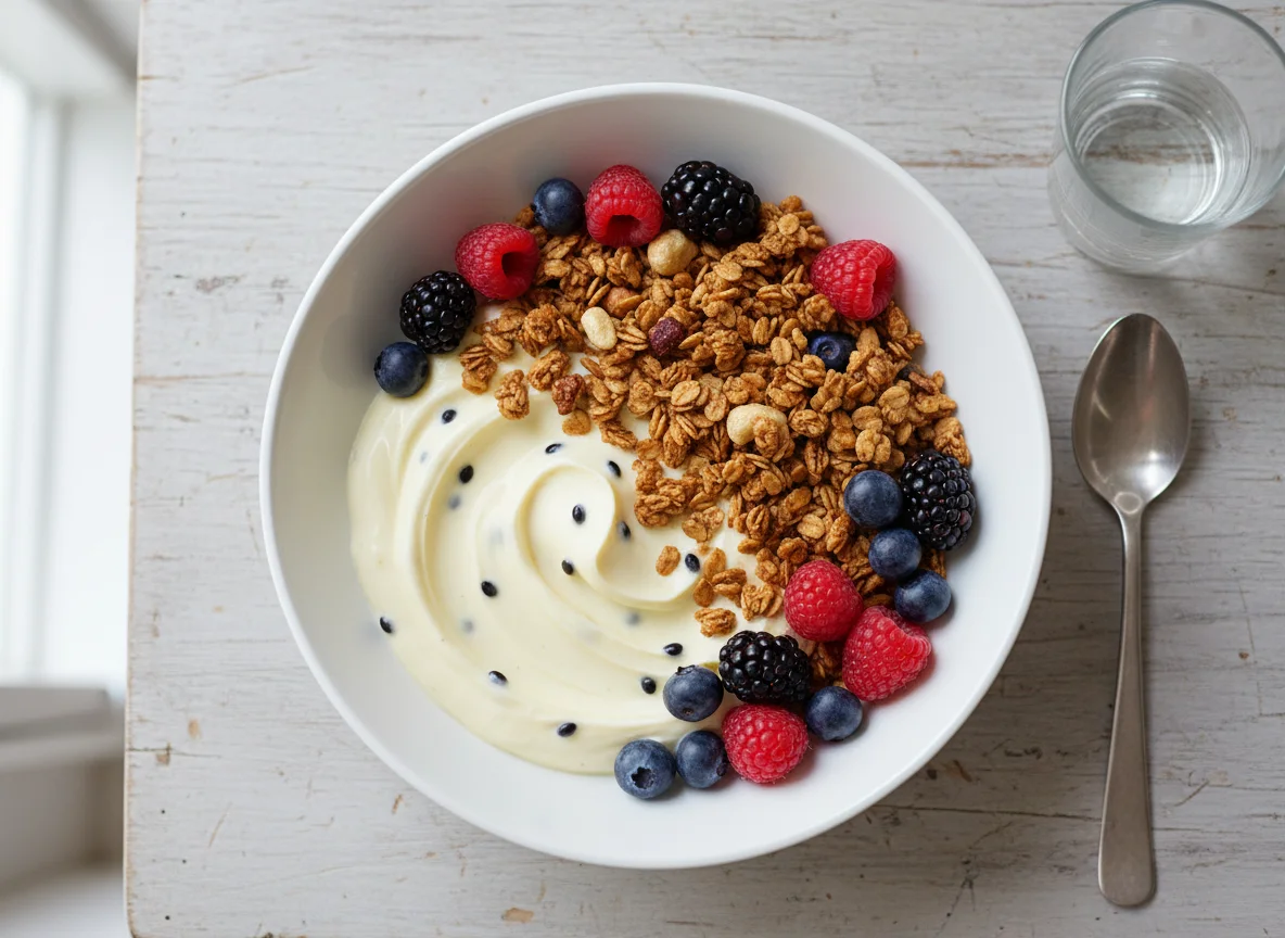 Greek Yogurt with Berries and Granola photo