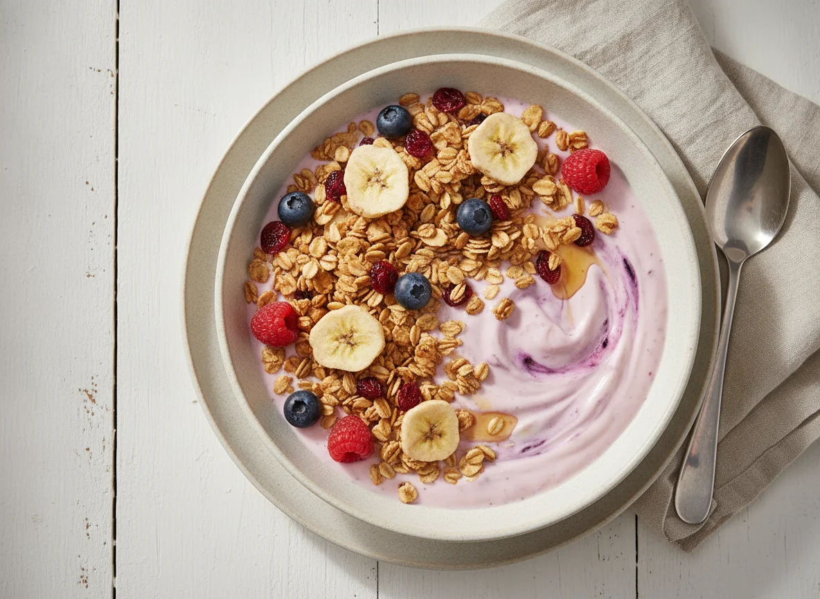 Greek Yogurt with Granola and Berries photo