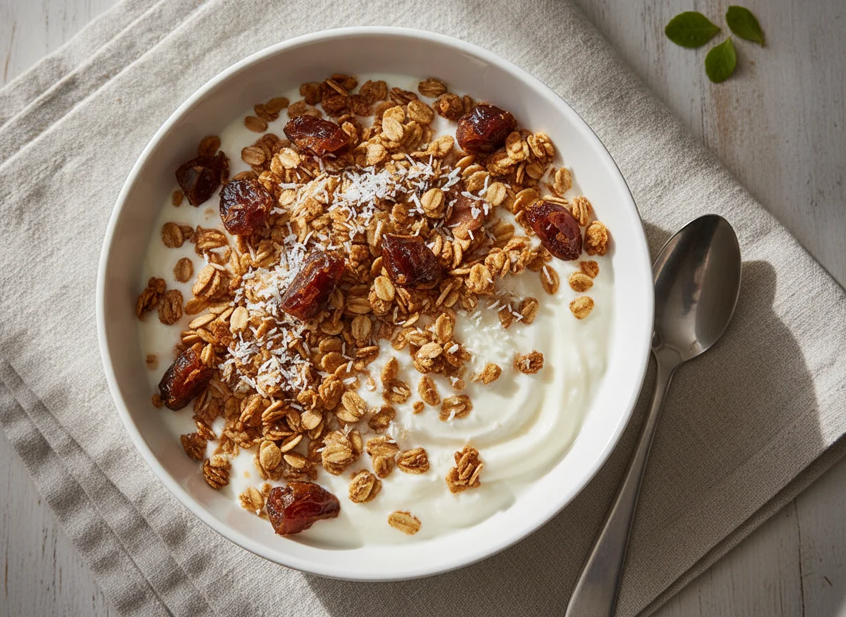 Greek Yogurt with Granola and Dried Fruit photo