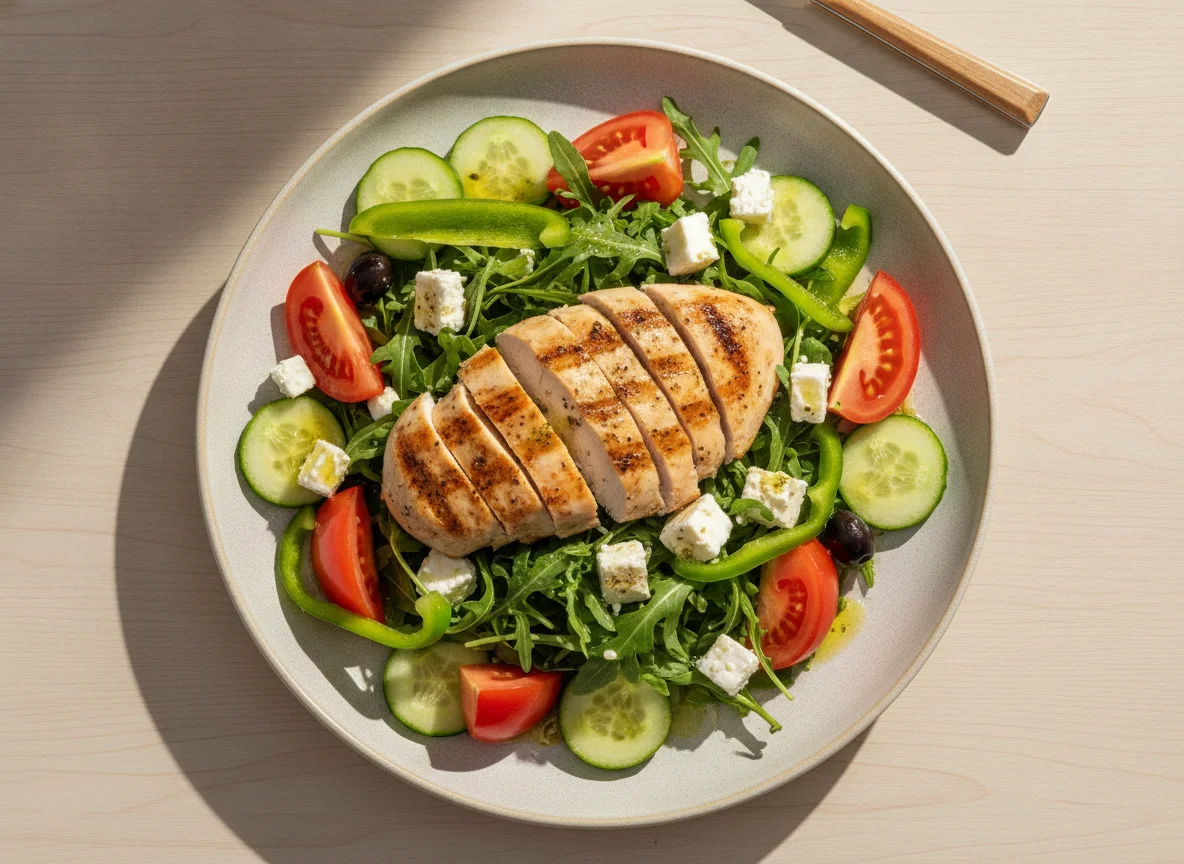 Greek-style Salad with Chicken photo