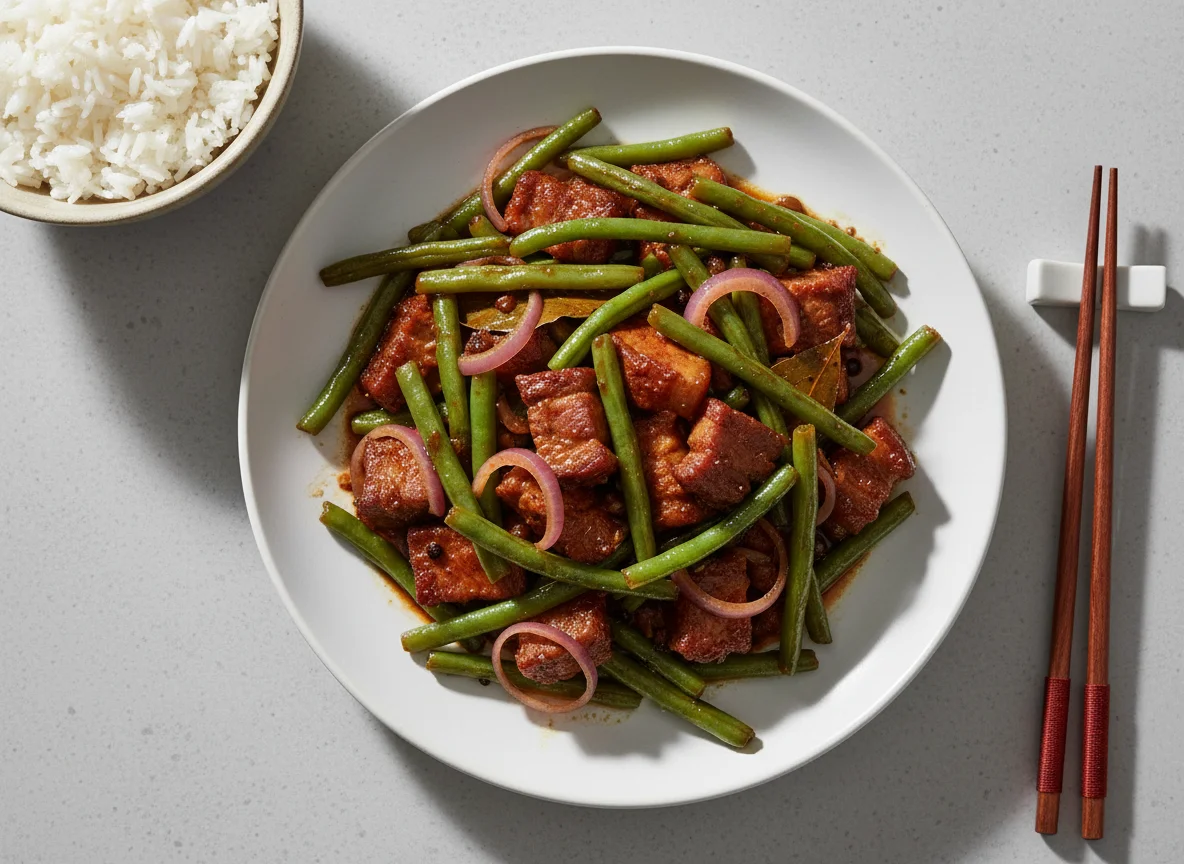 Green Beans with Pork Adobo photo