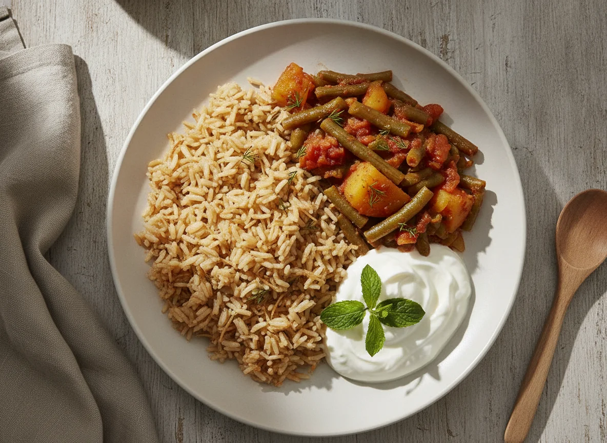 Green Beans with Rice and Yogurt photo