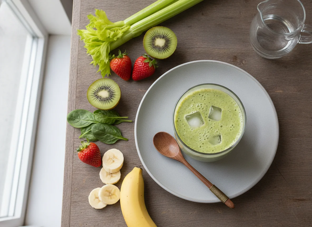 Green Fruit and Vegetable Smoothie photo