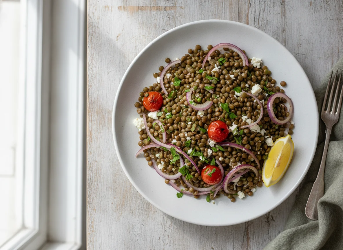 Green Lentil Salad with Onions photo
