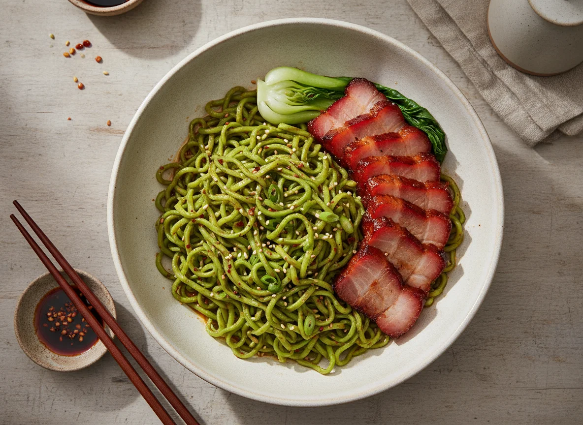 Green Noodles with Char Siu photo