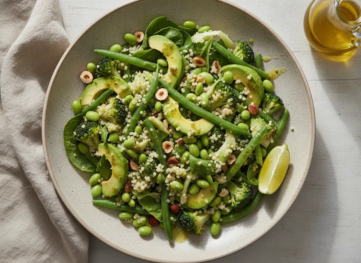 Green Salad with Avocado and Edamame photo