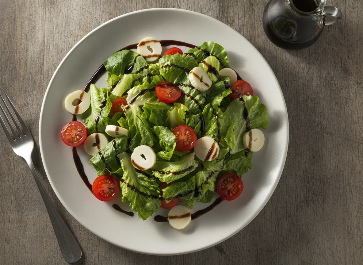 Green salad with cherry tomatoes and balsamic vinaigrette photo
