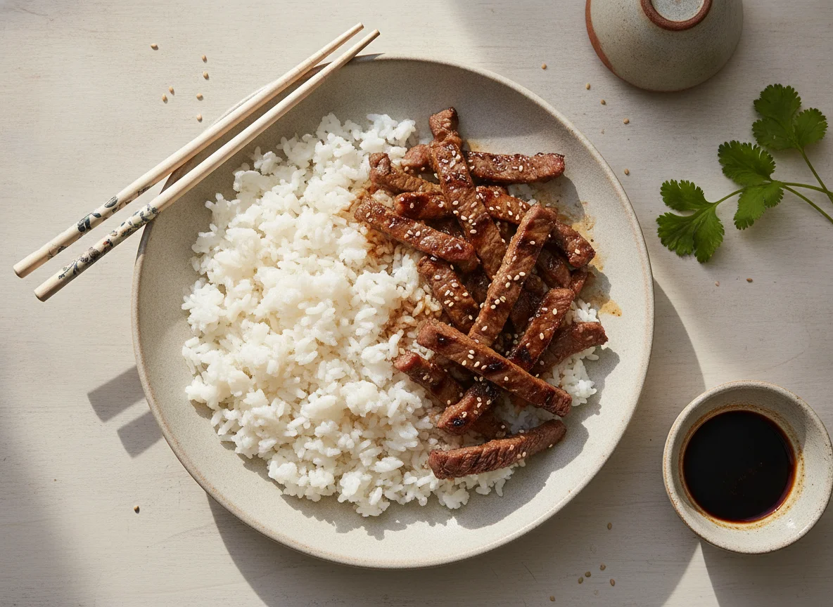Grilled Beef with White Rice photo