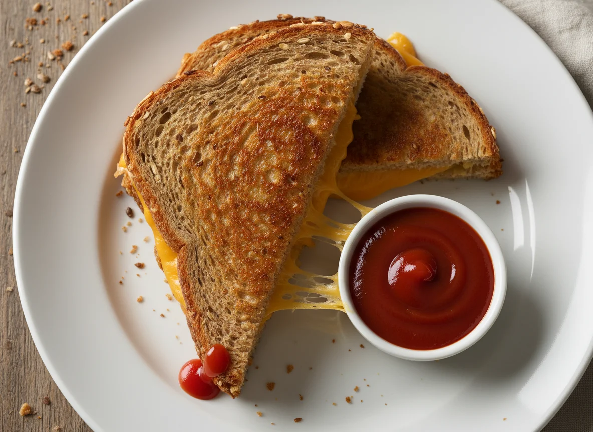 Grilled Cheese Sandwich with Ketchup photo