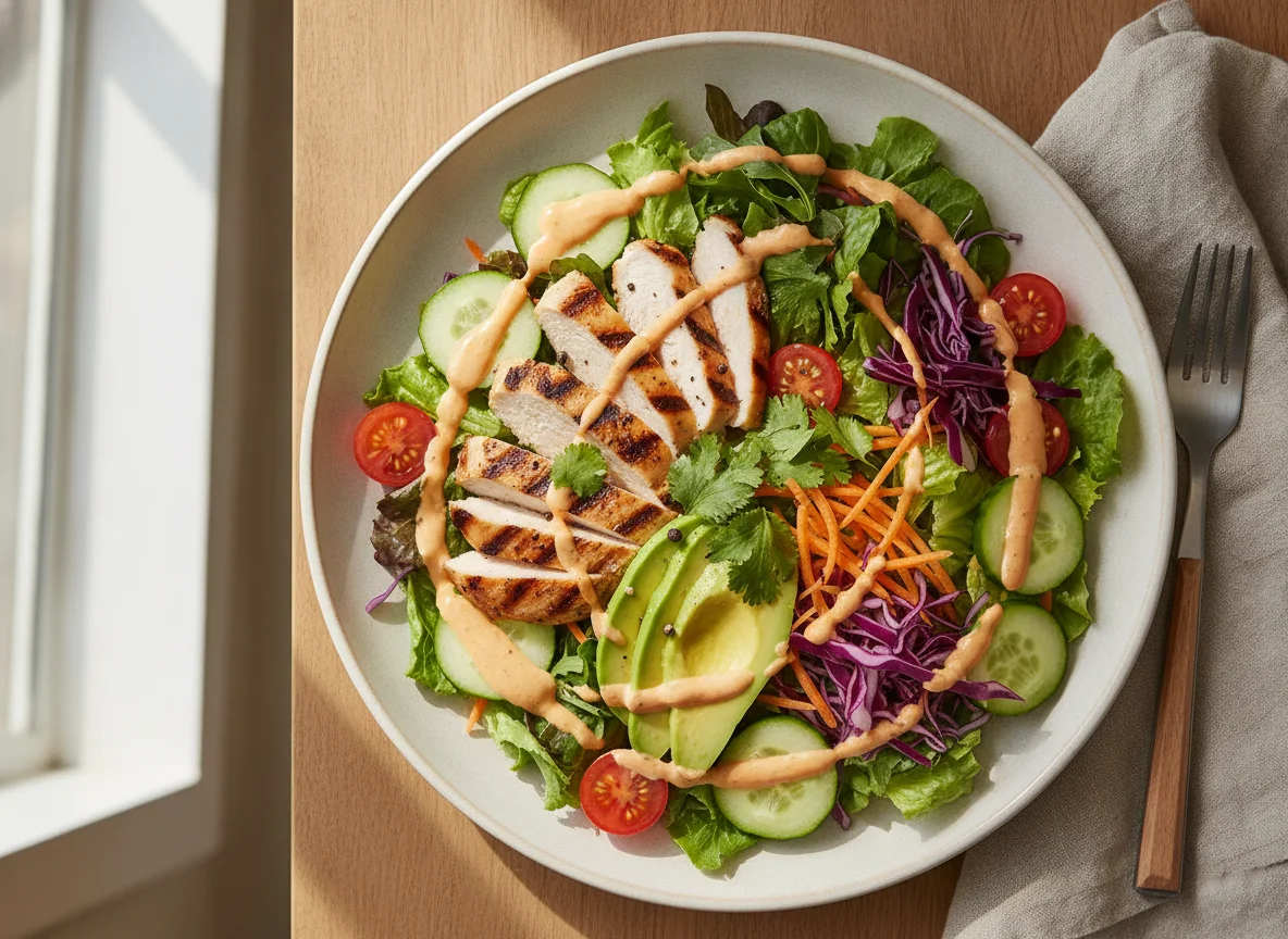 Grilled Chicken and Avocado Salad with Creamy Dressing photo