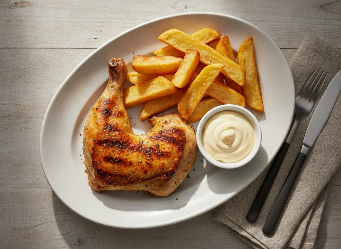 Grilled Chicken and Chips with Mayonnaise photo