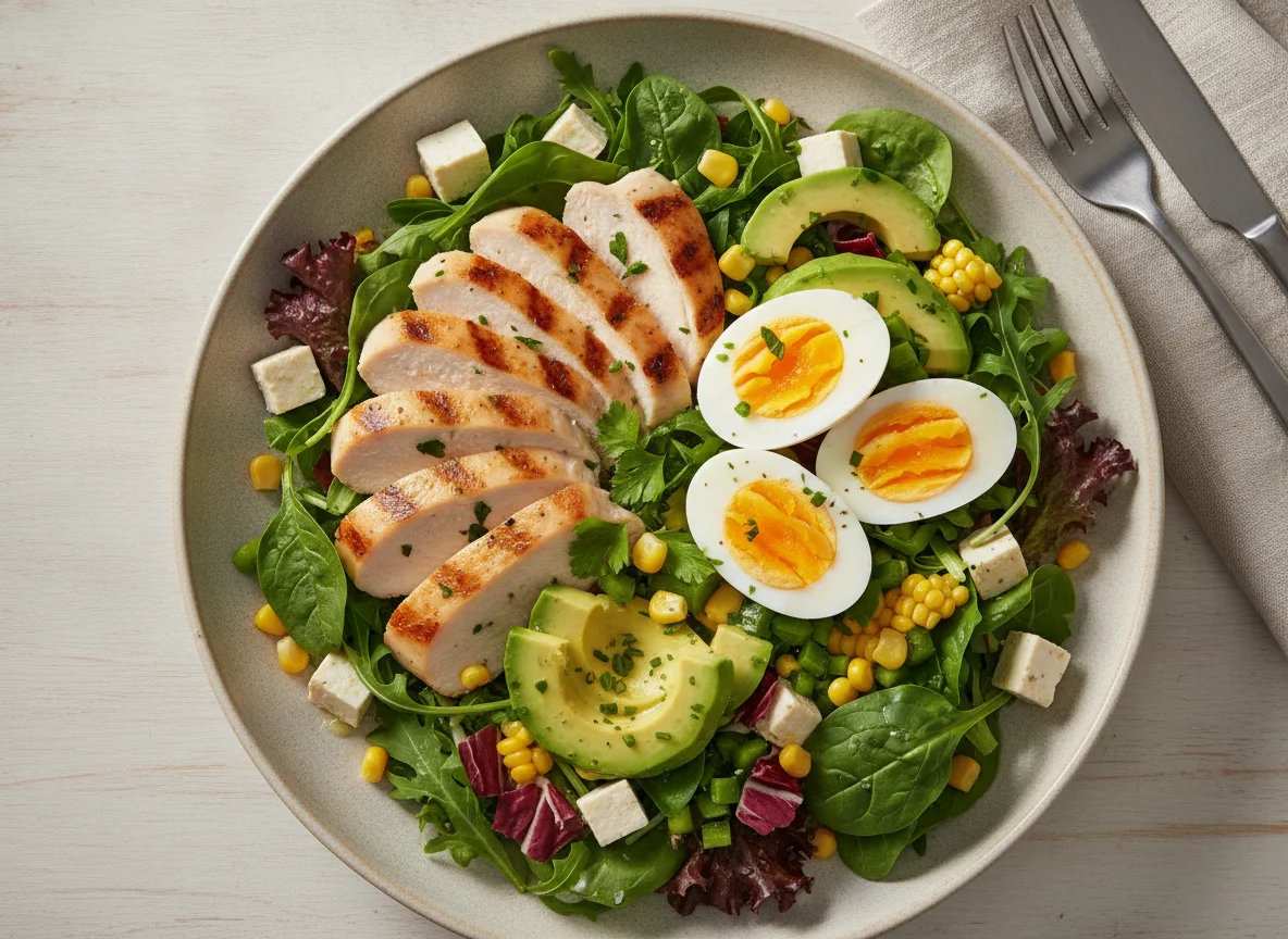 Grilled Chicken and Egg Salad with Avocado photo