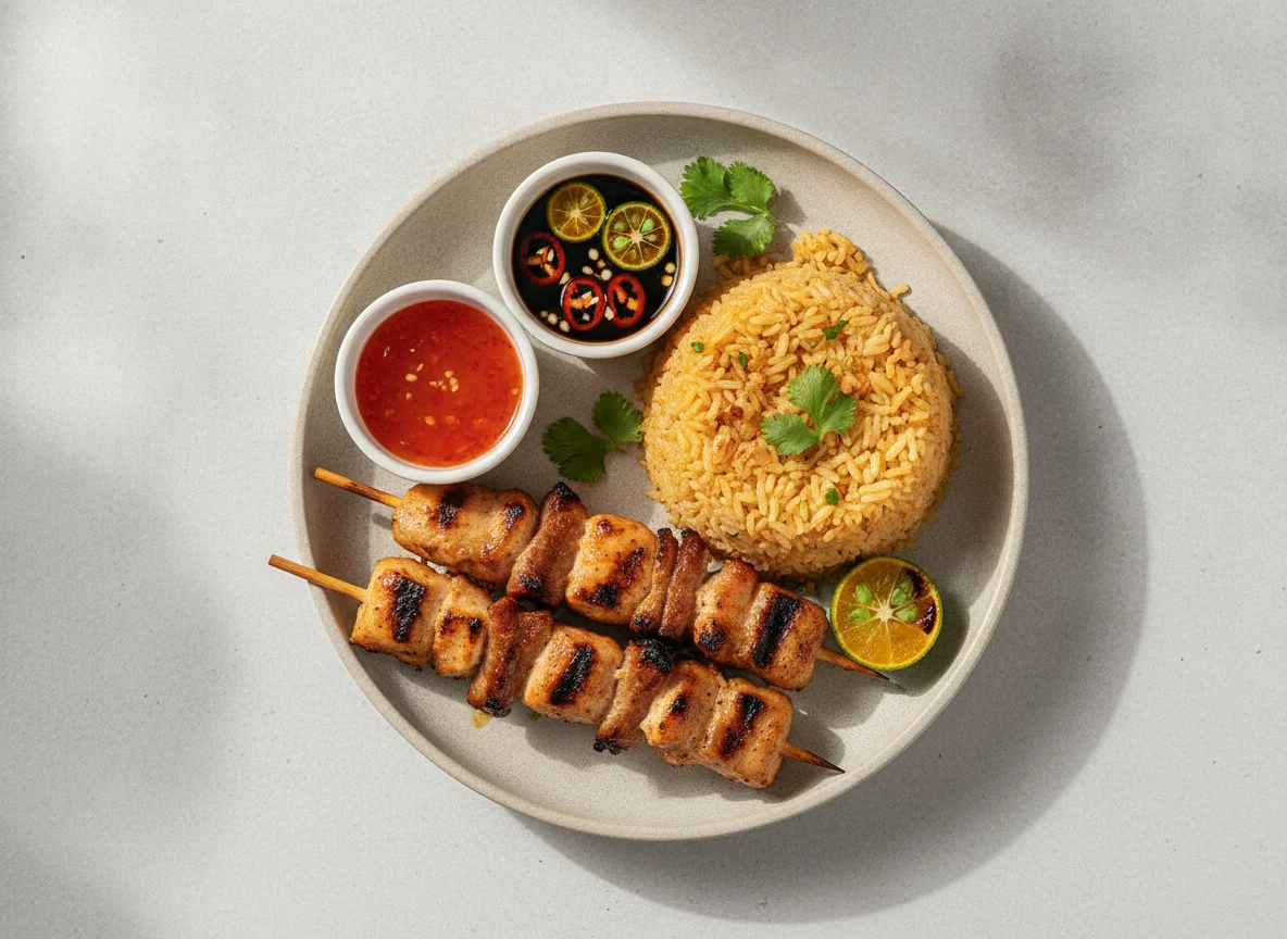 Grilled Chicken and Pork Skewers with Java Rice photo