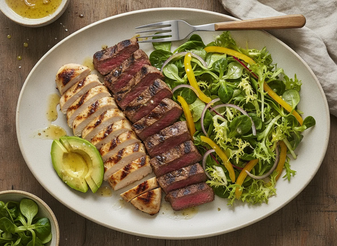 Grilled Chicken and Steak with Mixed Salad photo