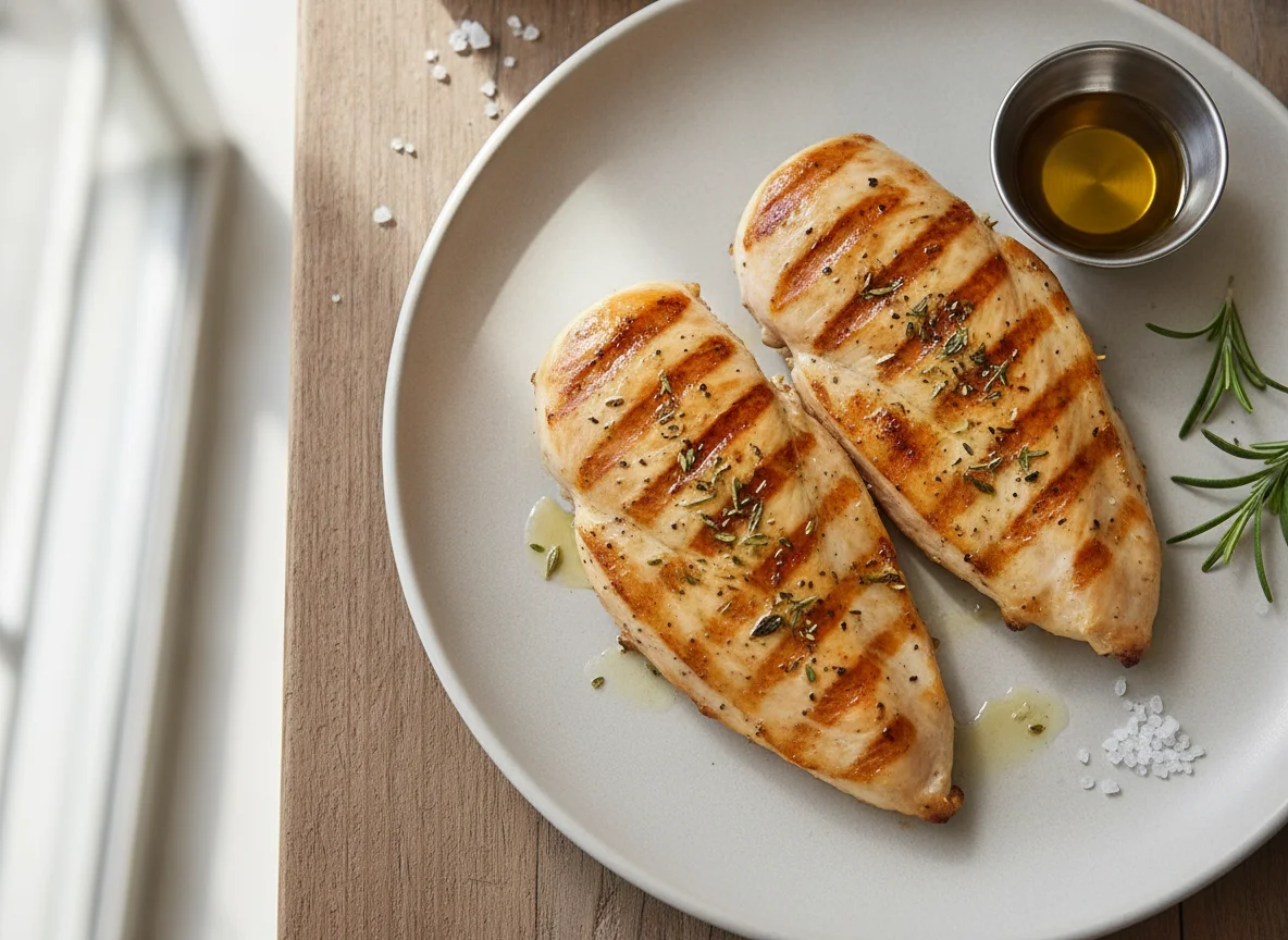 Grilled chicken breast fillets photo