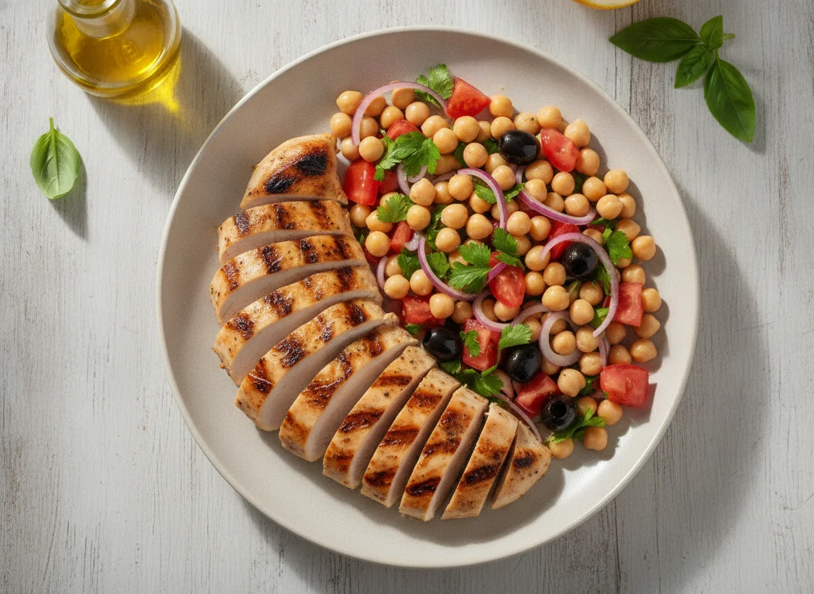 Grilled Chicken Breast with Chickpea Salad photo