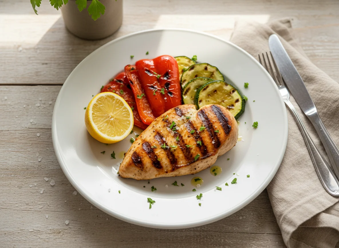 Grilled Chicken Breast with Vegetables photo