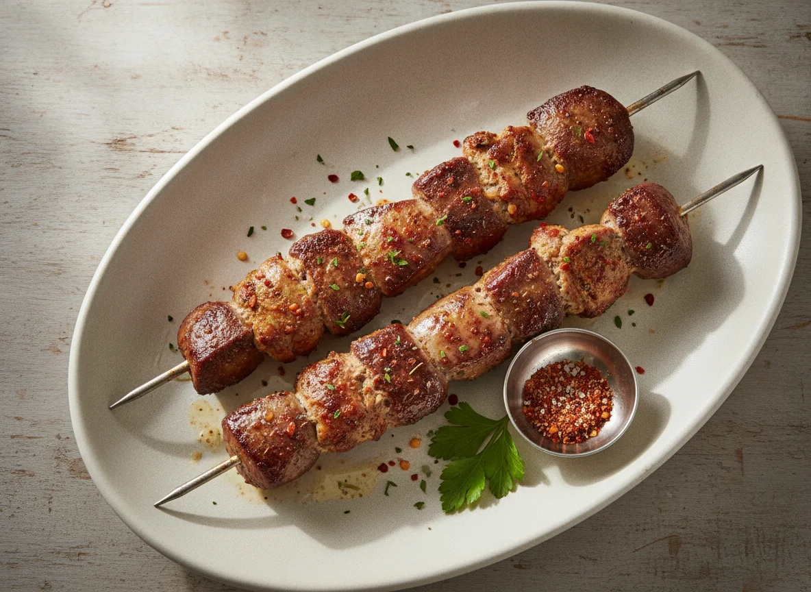 Grilled chicken liver skewer photo