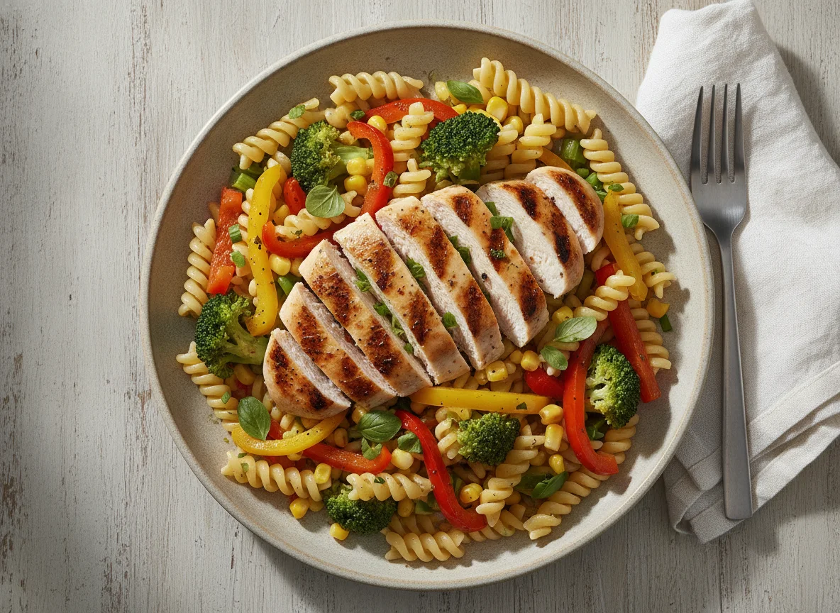Grilled Chicken Pasta with Vegetables photo