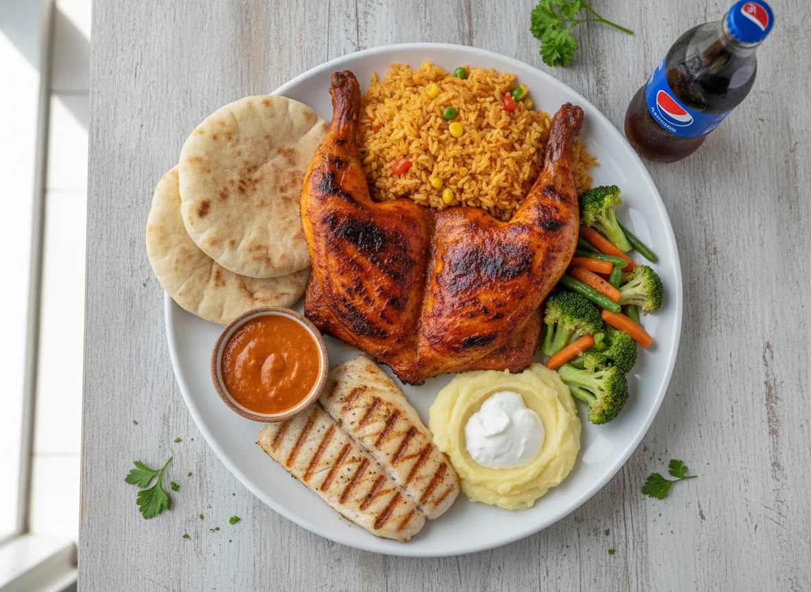 Grilled Chicken Platter with Rice and Sides photo