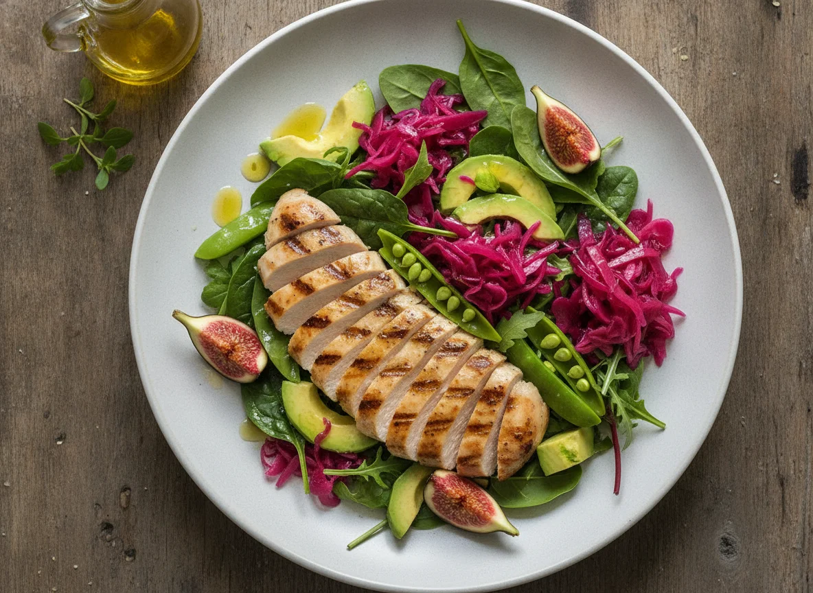 Grilled Chicken Salad with Avocado and Pickled Cabbage photo