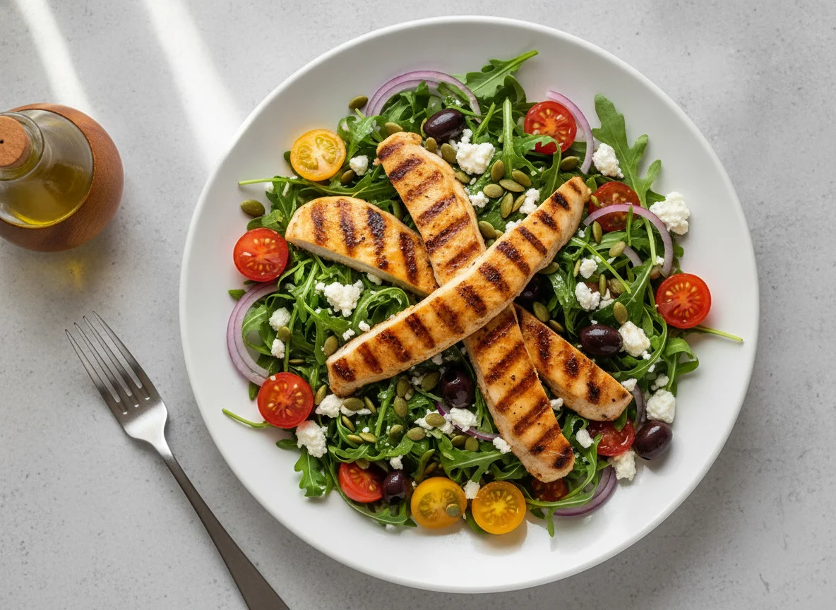 Grilled Chicken Salad with Feta and Pumpkin Seeds photo