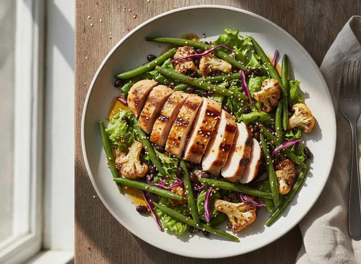Grilled Chicken Salad with Green Beans and Cauliflower photo