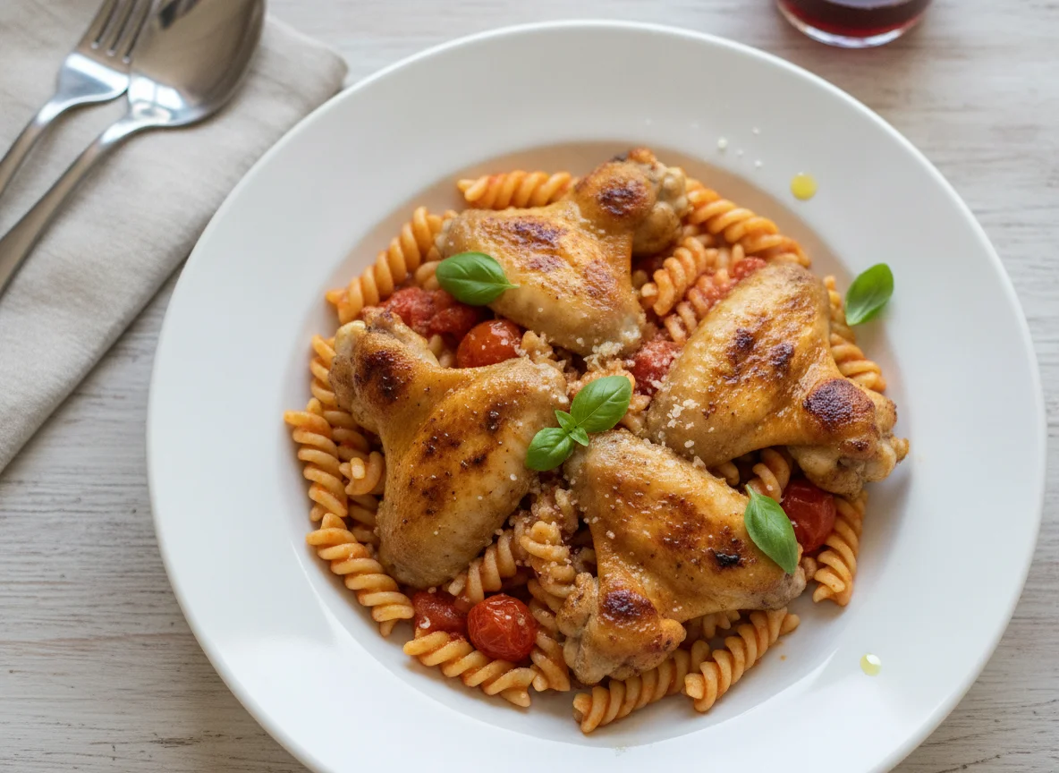 Grilled Chicken Wing and Pasta photo