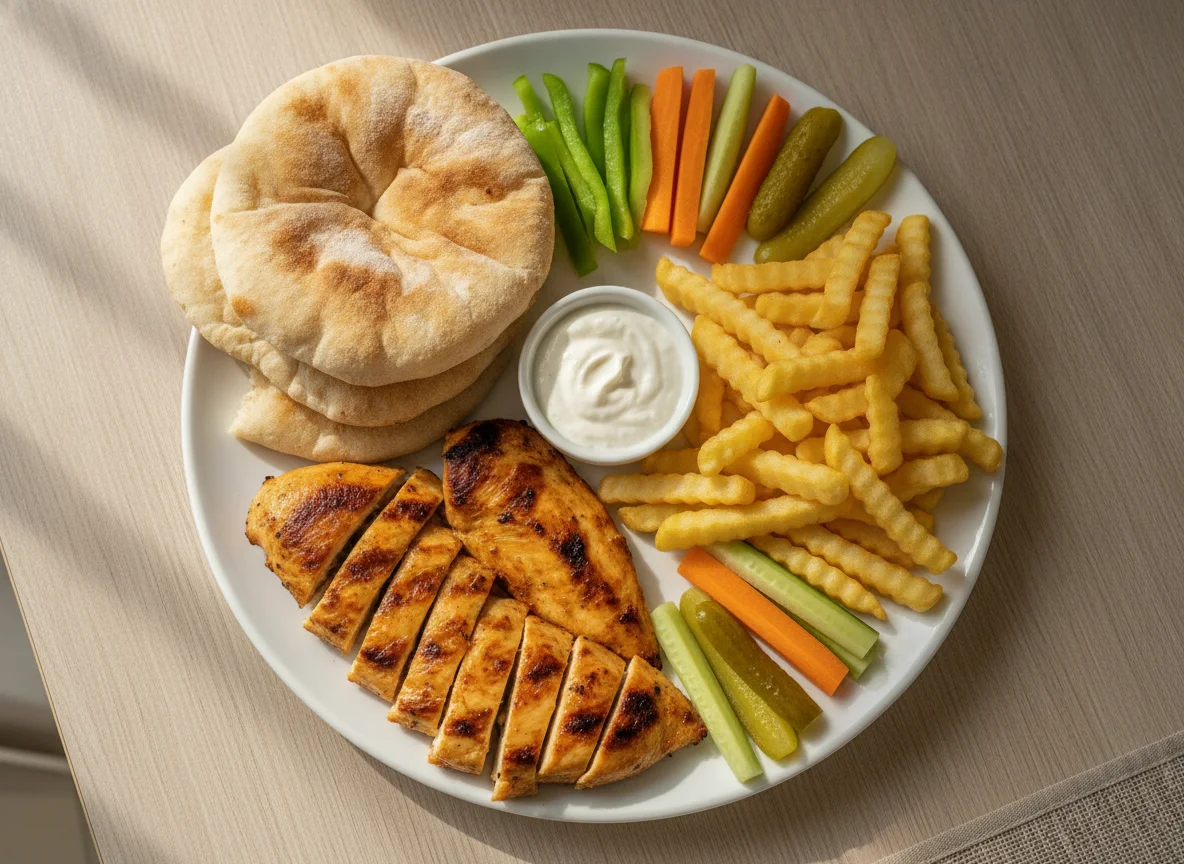 Grilled Chicken with Baladi Bread and Fries photo