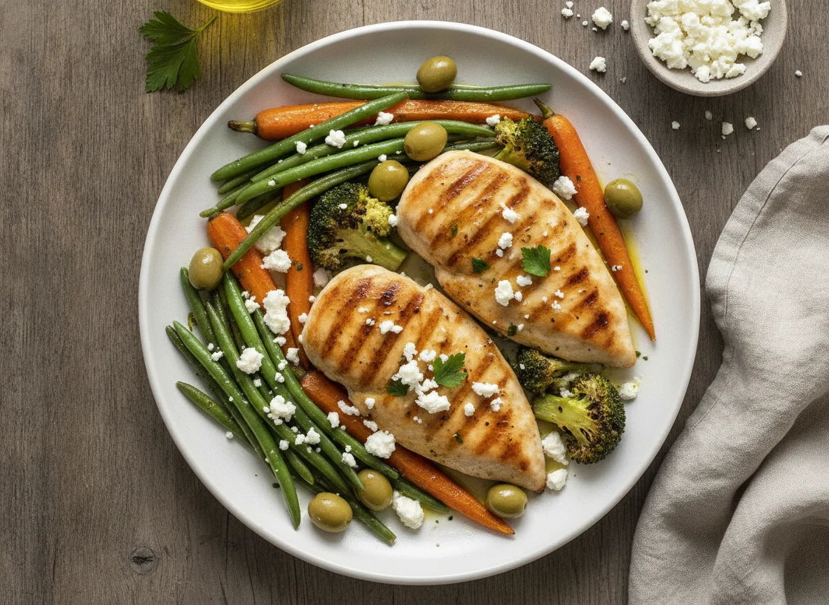 Grilled Chicken with Feta and Vegetables photo