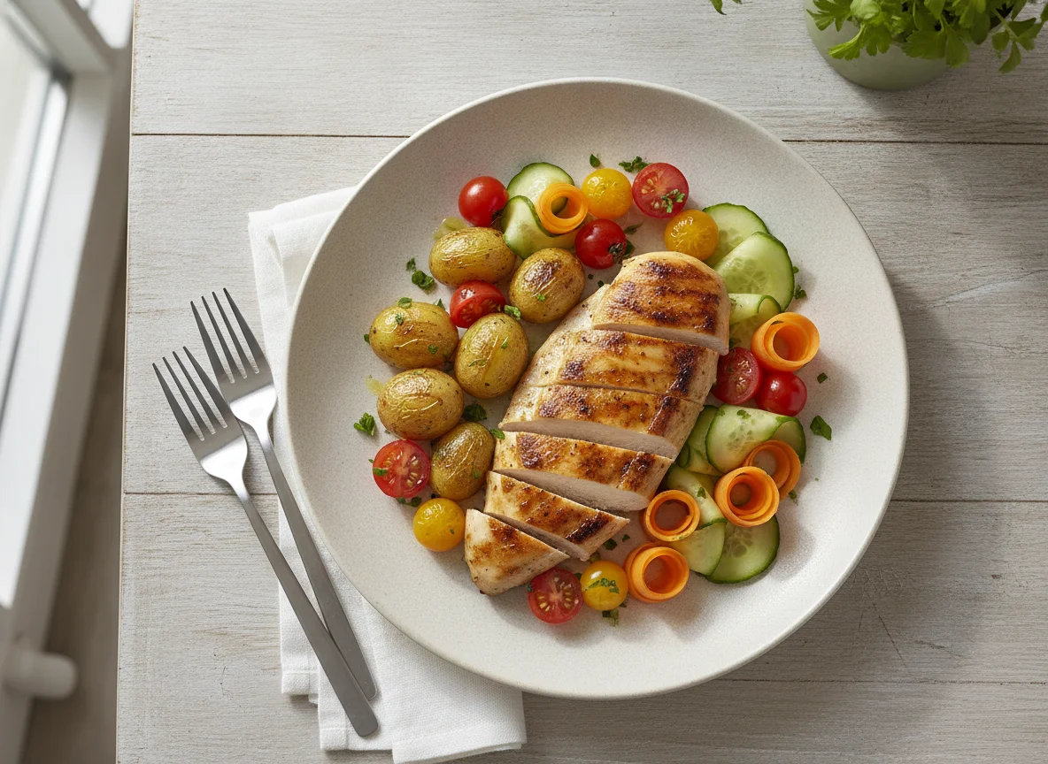 Grilled Chicken with Fresh Vegetables photo