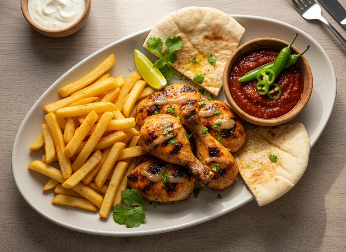 Grilled Chicken with Fries and Chili photo