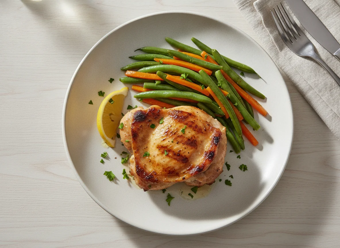 Grilled Chicken with Green Beans and Carrots photo